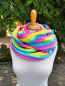 Preview: bunter Neon-Regenbogen Loop-Schal mit Streifen