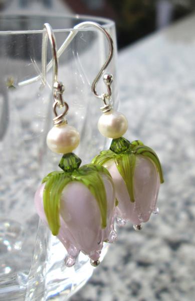 Preview: ROSENDUFT romantische Ohrringe Rosenduft rosa hell