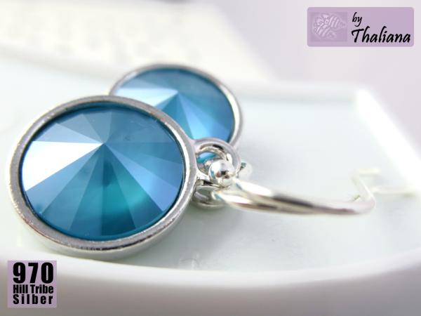 Preview: Ohrhänger AZZURA petrolfarbene Ohrringe aus Silber