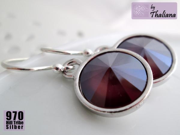 Preview: Ohrhänger MAHAGONI rotbraune Ohrringe aus Silber