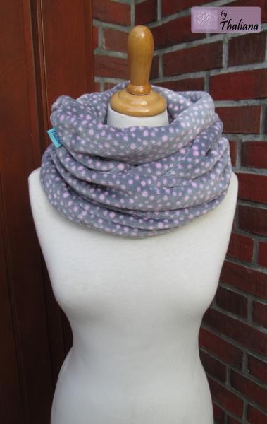 Preview: leider letzter PÜNKTCHEN hellgrauer Loop mit Punkten Loopschal