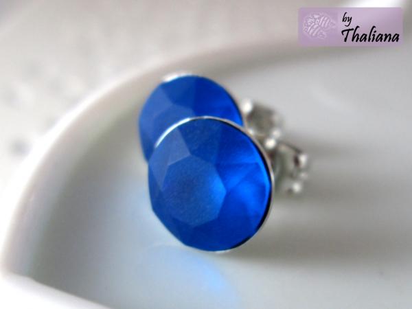 Preview: eisig dunkelblaue Ohrstecker BLAU edle Ohrstecker