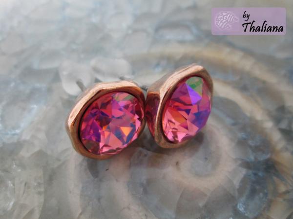 Preview: glitzernde pinke Ohrstecker Mandelblüte roségold