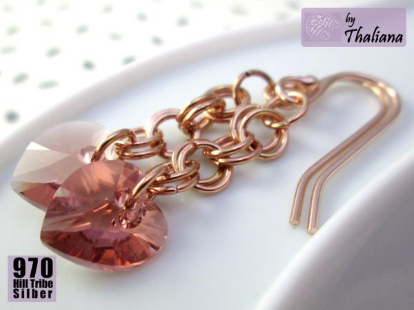 ----HERZPENDEL-----Ohrringe-Roségold-rosa-Herzen