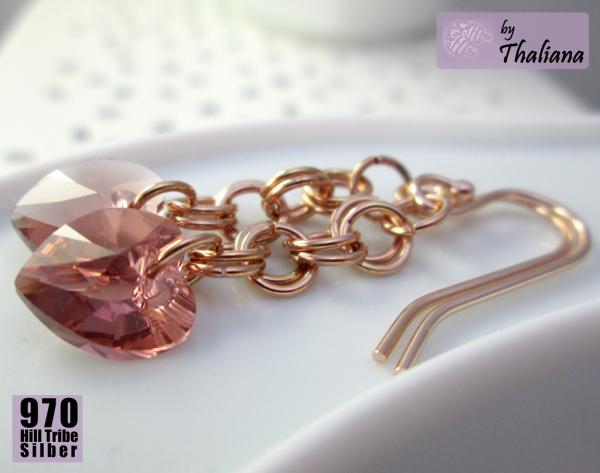 Preview: ♥♥♥ HERZPENDEL ♥♥♥ Ohrringe Roségold rosa Herzen