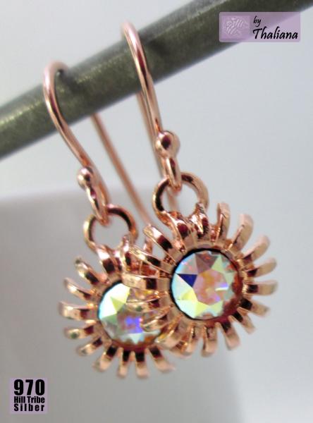 Preview: GÄNSEBLÜMCHEN zarte Ohrringe Roségold mit Blüten