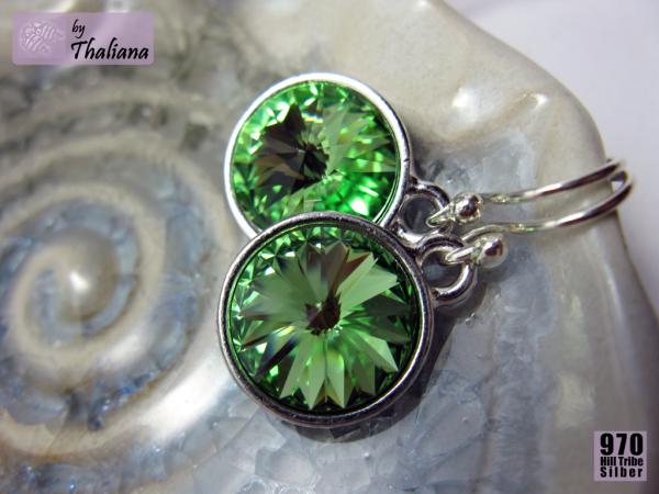 Preview: Ohrringe Funkeln Rivoli Peridot grün Funkeln