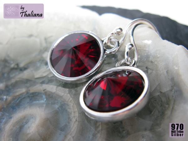 Preview: Ohrringe Funkeln RUBINROT Echtsilber