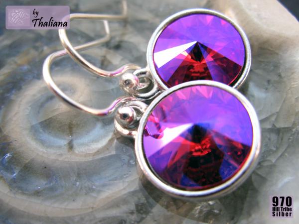 Preview: ORCHIDEA Funkeln Ohrringe Rivoli pink SILBER