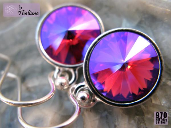 Preview: ORCHIDEA Funkeln Ohrringe Rivoli pink SILBER