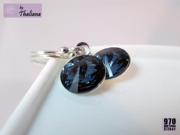 Preview: Mini-FUNKELei Jeans ECHT SILBER Ohrringe blau