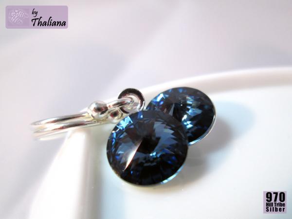 Preview: Mini-FUNKELei Jeans ECHT SILBER Ohrringe blau