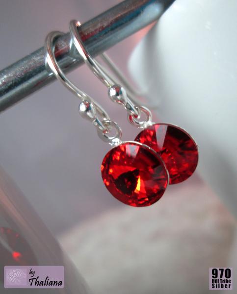 Preview: Mini-FUNKELei Knallrot rote Ohrringe Silber