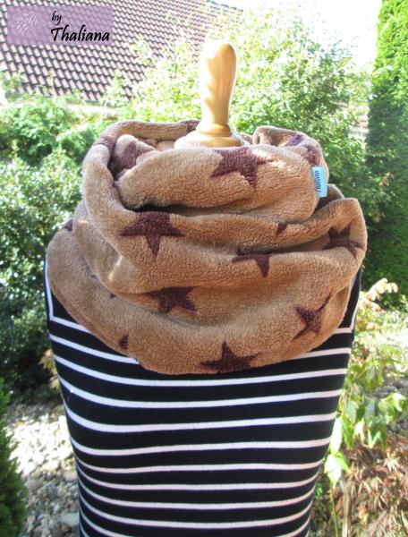 Preview: CARAMELSTERNE brauner Loop Schal Sterne Loopschal