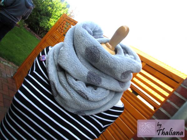 Preview: GREY DOTS grauer Loopschal Loop Schal Grau Punkte