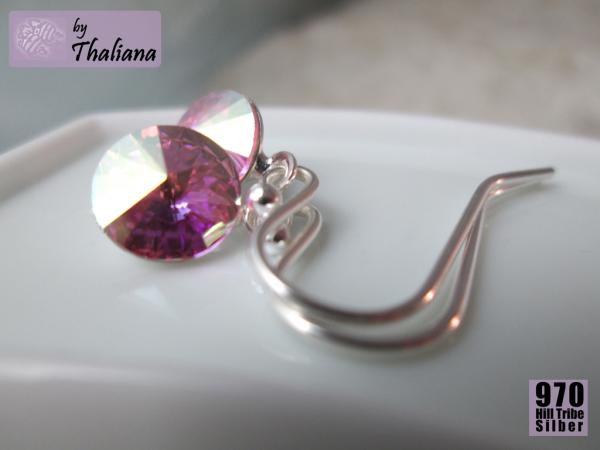 Preview: Mini-FUNKELei APFELBLÜTE rosa Ohrringe Silber