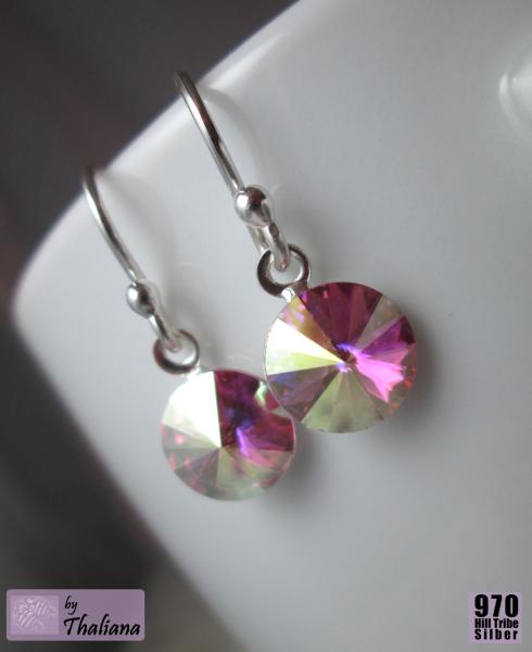 Preview: Mini-FUNKELei APFELBLÜTE rosa Ohrringe Silber