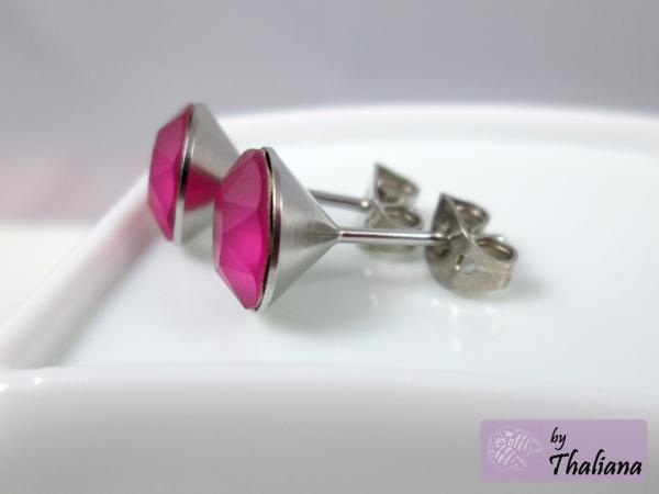 Preview: matt pinke Ohrstecker KNALLIGE ROSE Ohrstecker