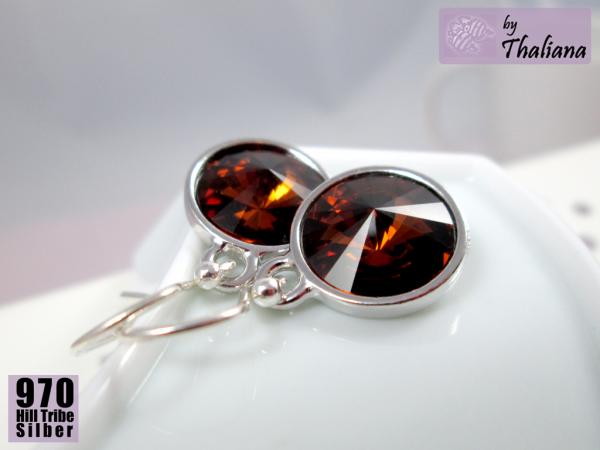 Preview: MOKKA ECHT SILBER dunkelbraune Ohrringe Kaffee