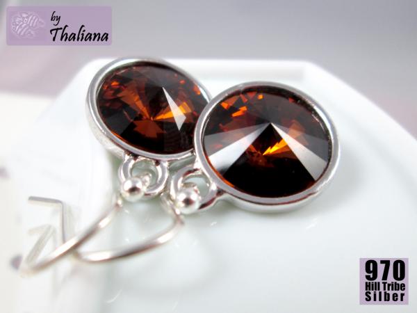 Preview: MOKKA ECHT SILBER dunkelbraune Ohrringe Kaffee