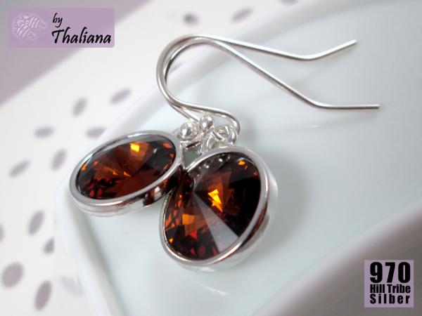 Preview: MOKKA ECHT SILBER dunkelbraune Ohrringe Kaffee