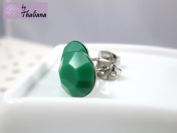 Preview: dunkler APFEL Ohrstecker grün farbintensiv Stecker