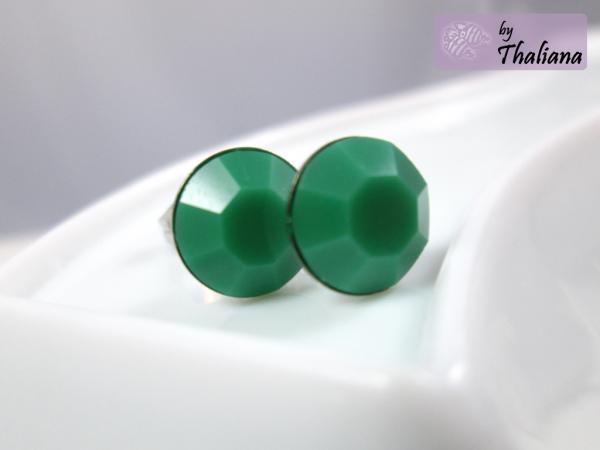 Preview: dunkler APFEL Ohrstecker grün farbintensiv Stecker