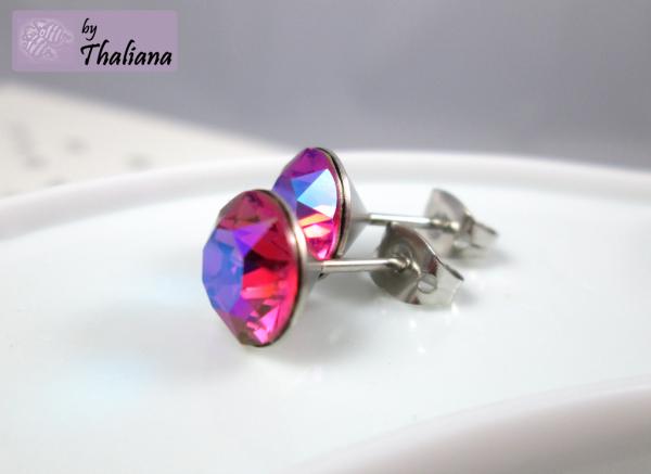 Preview: SCHAU HIN! pink glitzernde Ohrstecker hochwertig