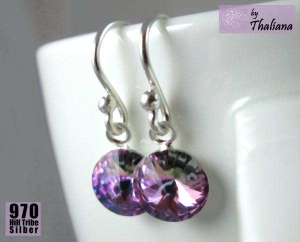 Preview: Mini-FUNKELei zart Flieder lila Ohrringe Silber