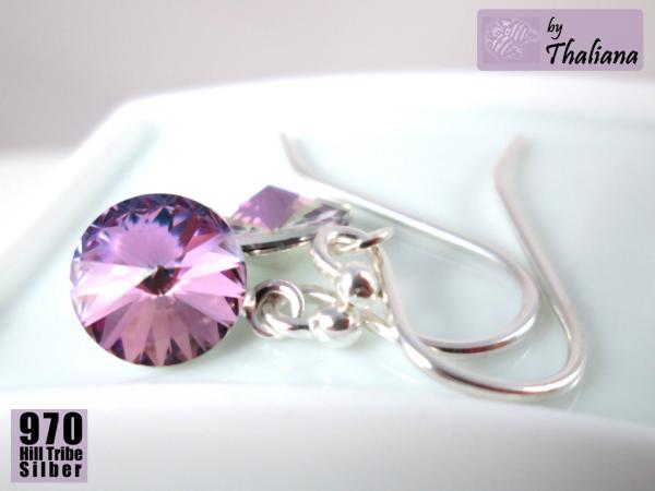 Preview: Mini-FUNKELei zart Flieder lila Ohrringe Silber