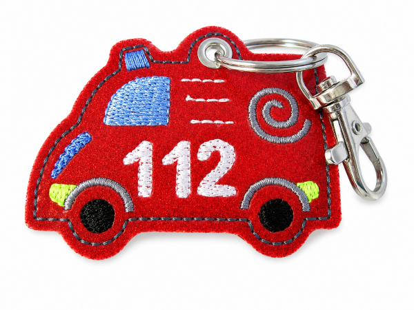 Preview: Feuerwehr rot mit Glitzer Taschenanhänger/Schlüsselanhänger