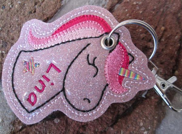 rosa Glitzer-EINHORN mit Namen personalisierbar Schlüsselanhänger Taschenanhänger tolles Geschenk