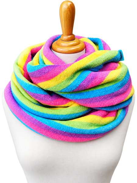kuscheliger Winter-Loop-Schal Regenbogen-Streifen