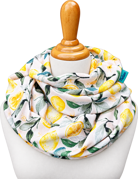 Musselin-Loop Schal mit Zitronenmotiv