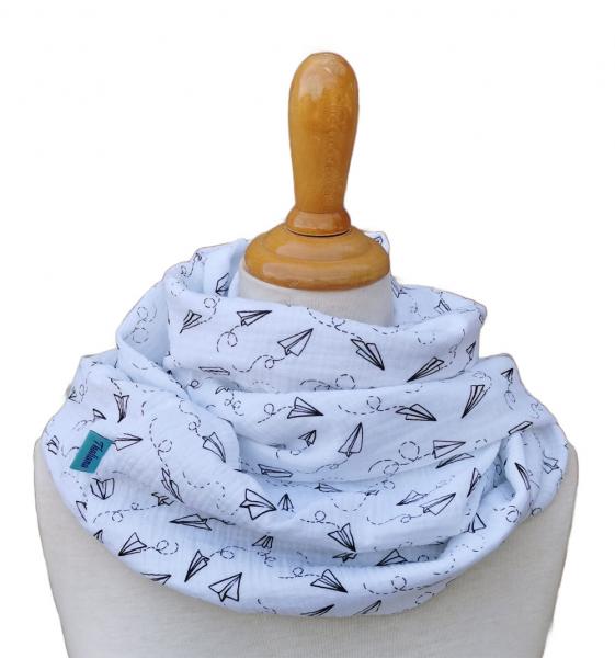 Preview: PAPIERFLIEGER weicher leichter Schal mit Papierfliegern aus Musselin