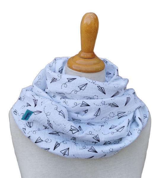 Preview: PAPIERFLIEGER weicher leichter Schal mit Papierfliegern aus Musselin