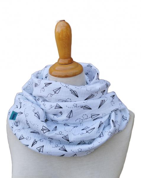 PAPIERFLIEGER weicher leichter Schal mit Papierfliegern aus Musselin