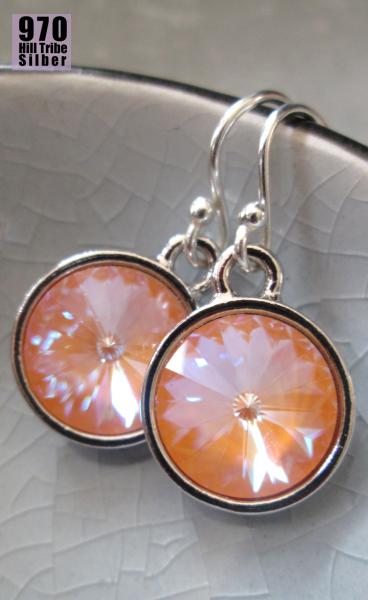 Preview: MYSTIC APRICOT apricotfarbene Ohrringe hellorange rosa Echtsilber funkelnde Ohrhänger