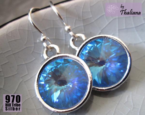 Preview: MYSTIC BLUE hellblaue Ohrringe lichtblau  Echtsilber funkelnde Ohrhänger