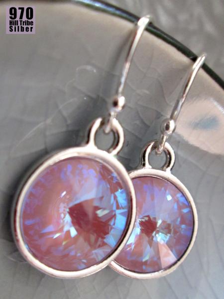 Preview: MYSTIC CROCUS fliederfarbene Ohrringe zartlila hell lila Echtsilber funkelnde Ohrhänger