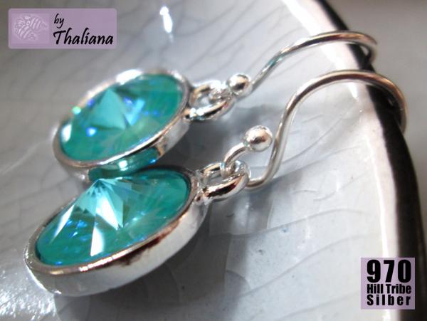 MYSTIC EMERALD grüne Ohrringe mit bläulichem Schimmer Echtsilber funkelnde Ohrhänger