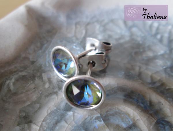 Preview: MYSTIC FOREST olivgrün glitzernde Ohrstecker neue Farbe - 6mm