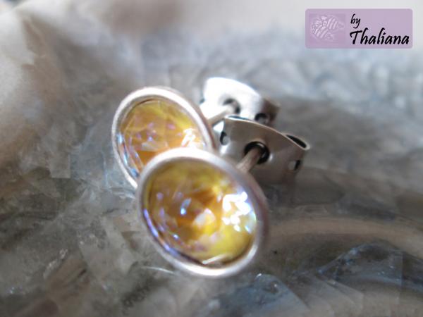 Preview: MYSTIC HONEY gelb glitzernde Ohrstecker neue Farbe - 6mm