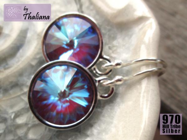 Preview: toll glitzernde Ohrringe MYSTIC PLUM lila beerenfarbene Echtsilber funkelnde Ohrhänger