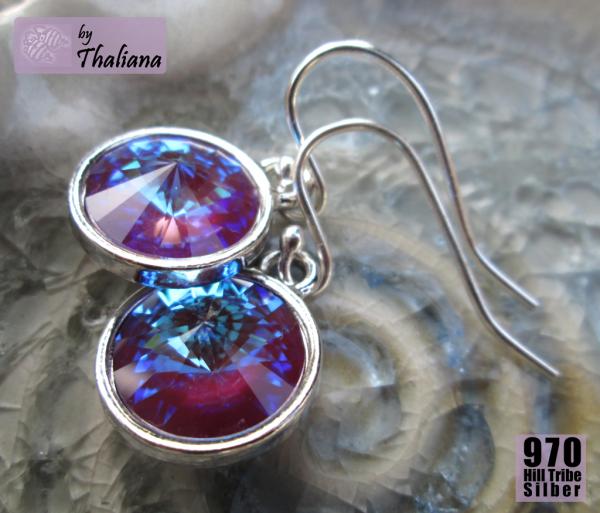 Preview: toll glitzernde Ohrringe MYSTIC PLUM lila beerenfarbene Echtsilber funkelnde Ohrhänger