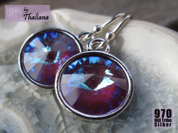 toll glitzernde Ohrringe MYSTIC PLUM lila beerenfarbene Echtsilber funkelnde Ohrhänger