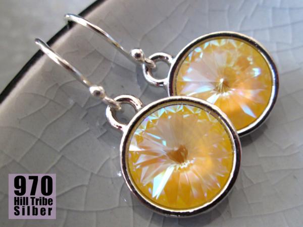 Preview: toll glitzernde Ohrringe MYSTIC SUN gelbe Ohrringe sonnengelb Echtsilber funkelnde Ohrhänger