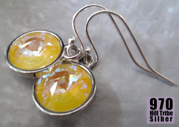 Preview: toll glitzernde Ohrringe MYSTIC SUN gelbe Ohrringe sonnengelb Echtsilber funkelnde Ohrhänger