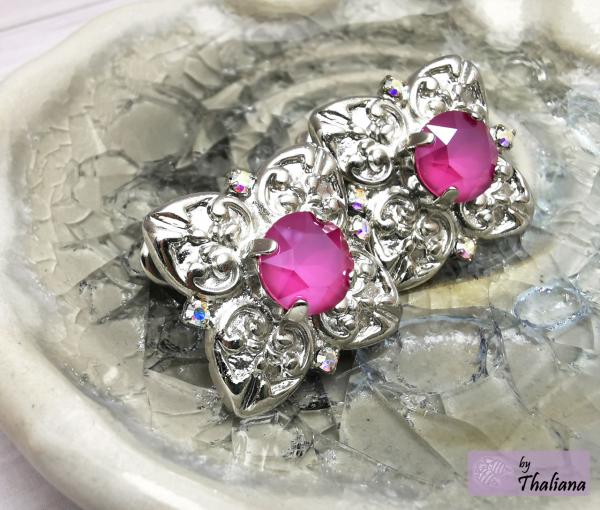 Preview: UNIKAT Ohrstecker funkelnde Kirsche elegant hellsilber opulent