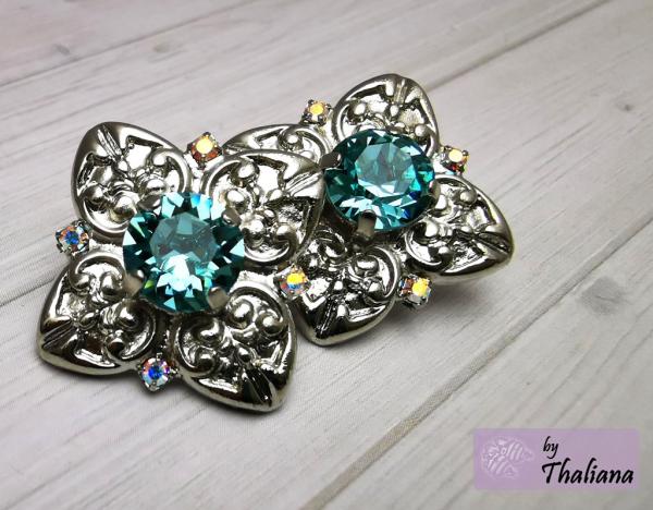 Preview: UNIKAT Ohrstecker heller Ozean elegant hellsilber